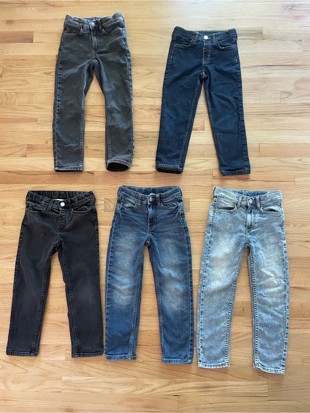 🍎 5 H&M Kids Stretch Denim Jeans - Assorted Washes